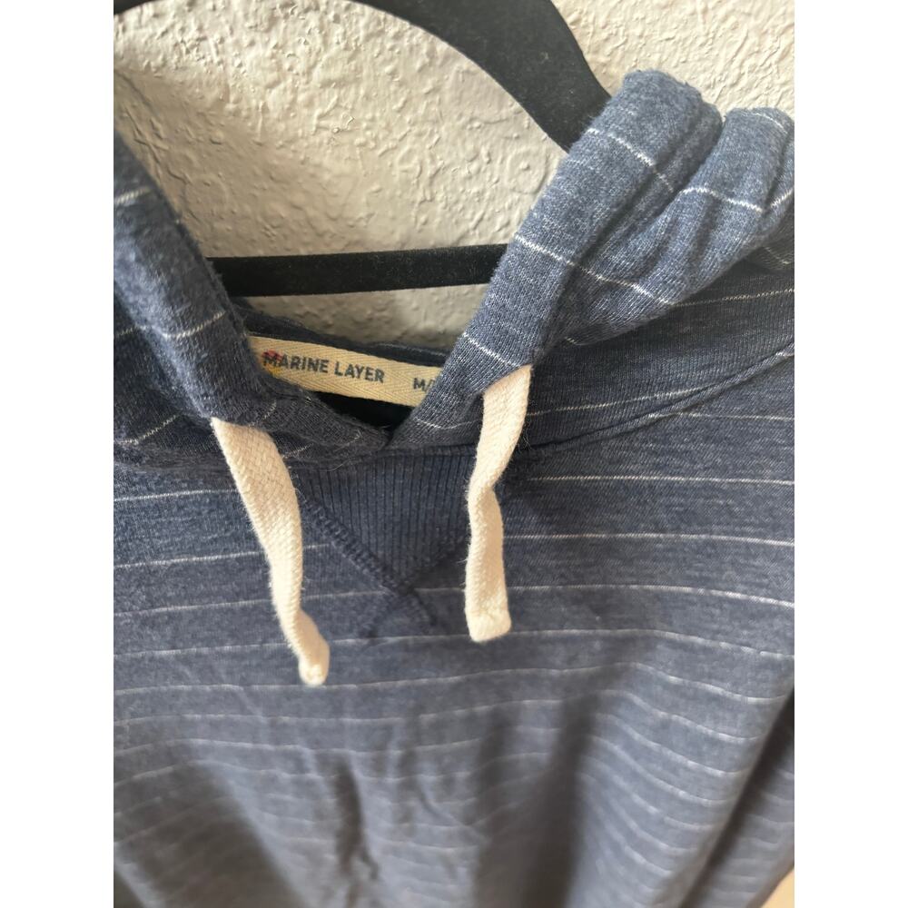 Marine Layer Pullover Sweatshirt Blue Stripe Tri-Blend Jersey Hoodie Size Medium - Picture 2 of 6